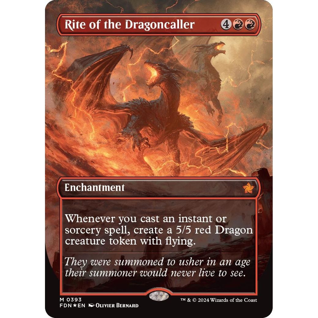 Image for Rite of the Dragoncaller (Borderless) (Mana Foil) (393) (FDN) - Magic: The Gathering