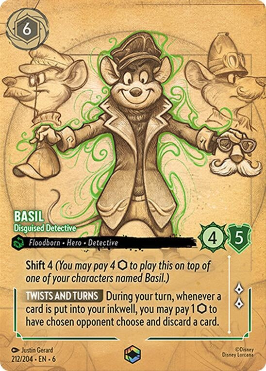 Image for Basil - Disguised Detective (Enchanted) (212/204) (6) - Disney Lorcana
