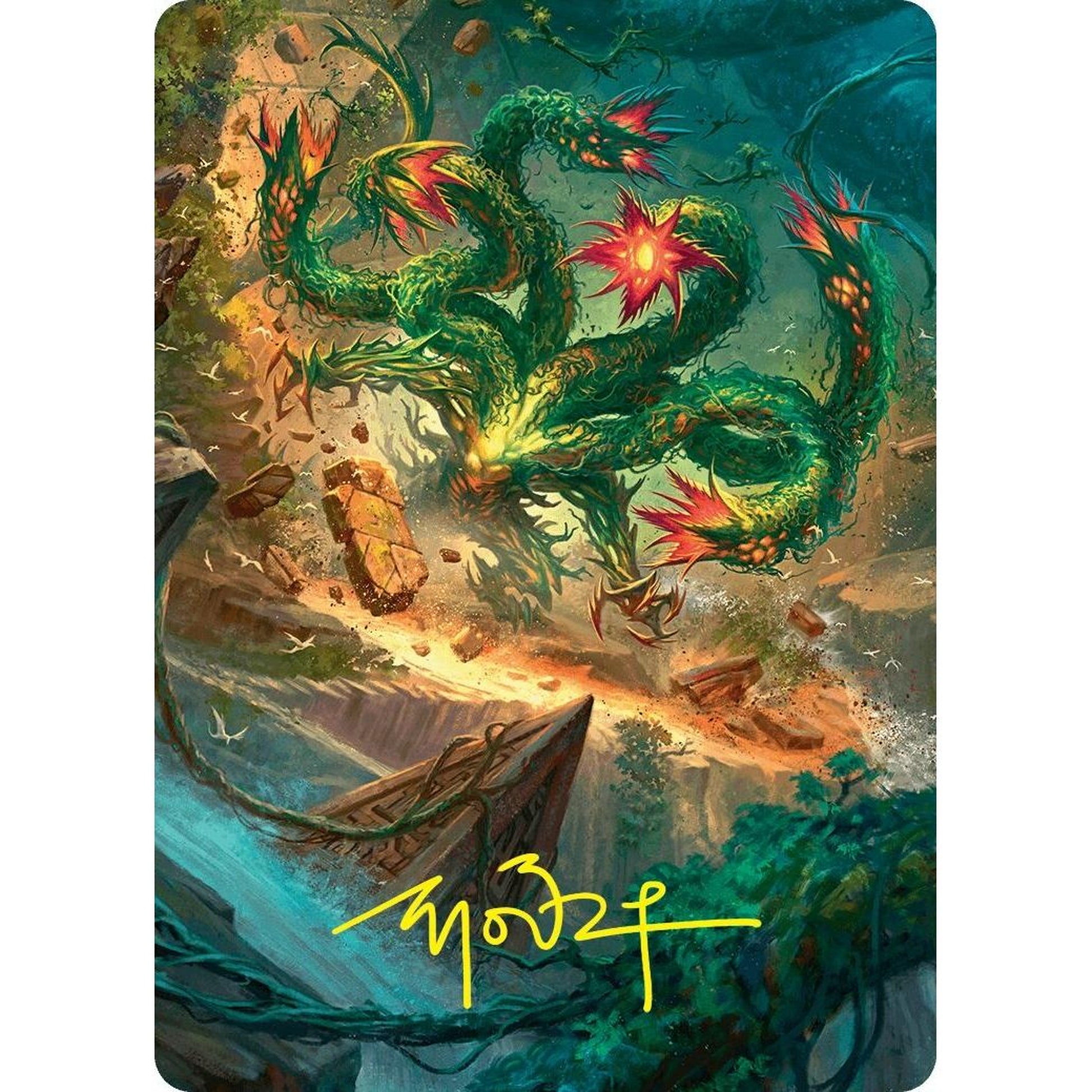 Image for Mossborn Hydra Art Card (42/54) (Gold-Stamped Signature) (42) (ASFDN) - Magic: The Gathering