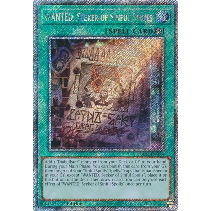 Image for WANTED: Seeker of Sinful Spoils (Platinum Secret Rare) (RA03-EN074) - YuGiOh