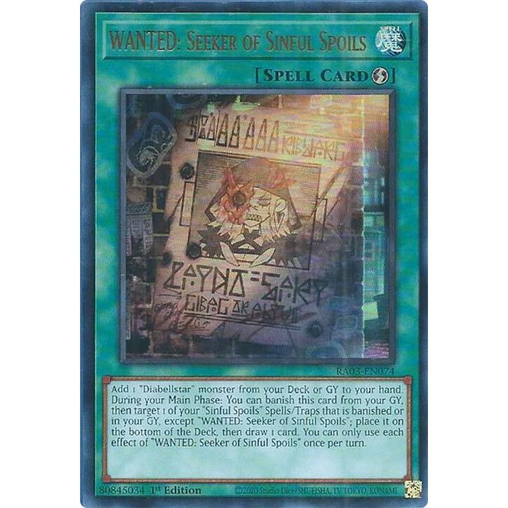 Image for WANTED: Seeker of Sinful Spoils (UR) (RA03-EN074) - YuGiOh