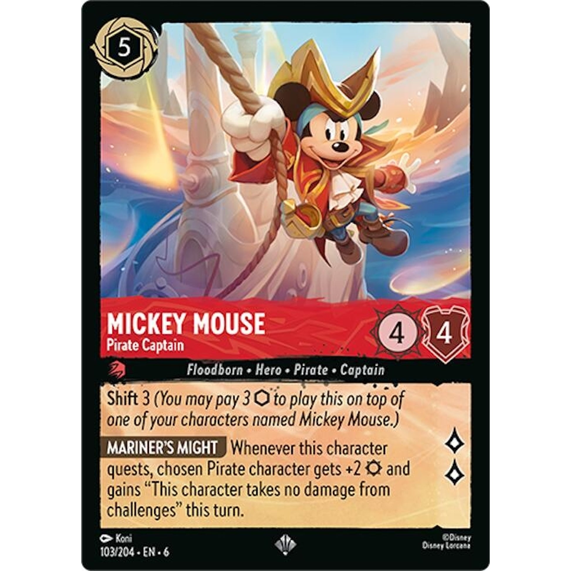 Image for Mickey Mouse - Pirate Captain (103/204) (6) - Disney Lorcana