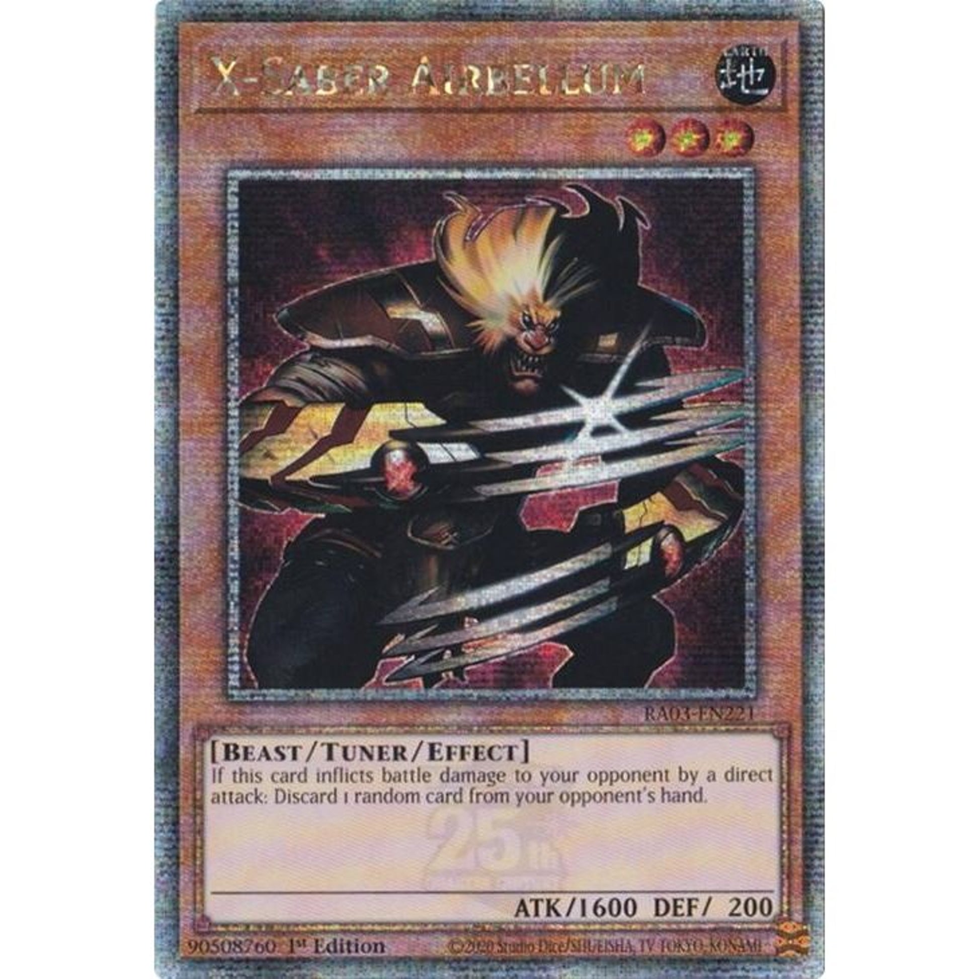 Image for X-Saber Airbellum (Quarter Century Secret Rare) (RA03-EN221) - YuGiOh