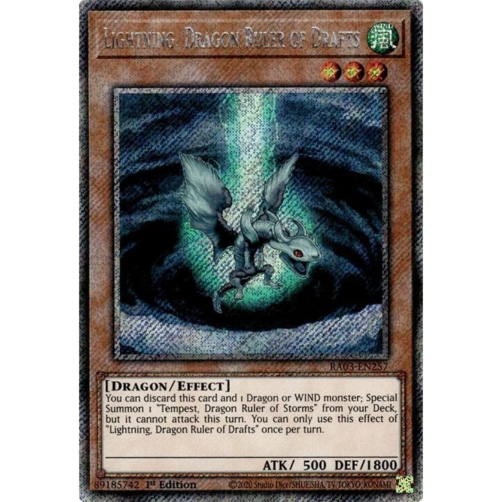 Image for Lightning, Dragon Ruler of Drafts (Platinum Secret Rare) (RA03-EN257) - YuGiOh
