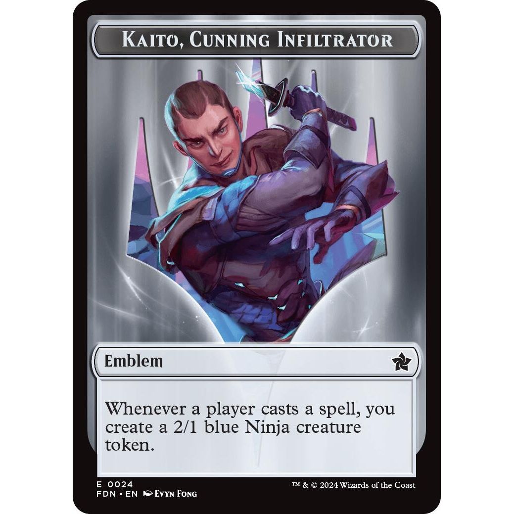 Image for Emblem - Kaito, Cunning Infiltrator // Ninja Doubled-Sided Token (24 // 12) (FDN) - Magic: The Gathering
