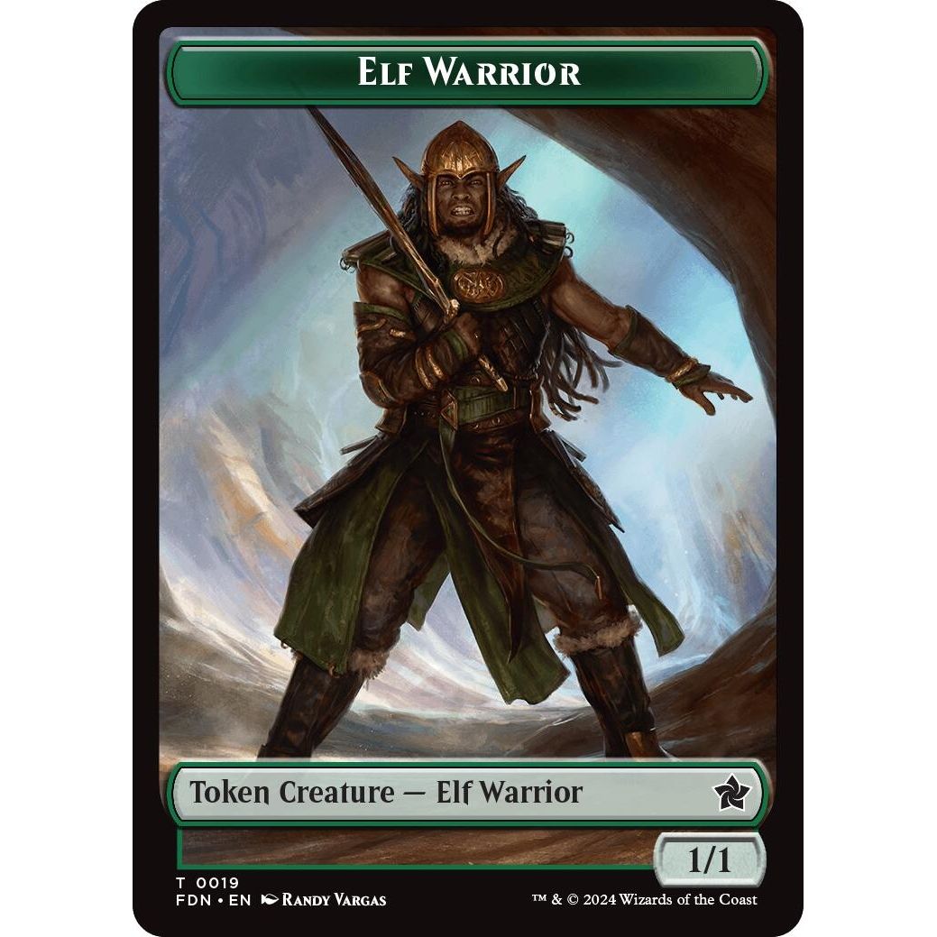Image for Elf Warrior // Cat (001) Doubled-Sided Token (19 // 1) (FDN) - Magic: The Gathering