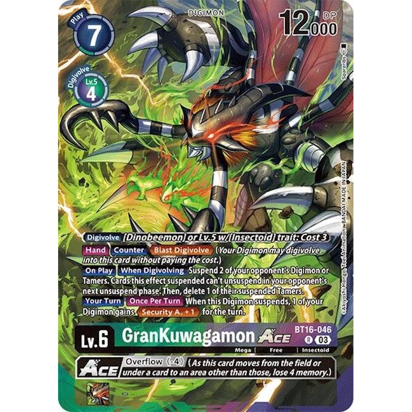 Image for GranKuwagamon ACE (Alternate Art) (BT16-046 R) (LM) - Digimon Card Game