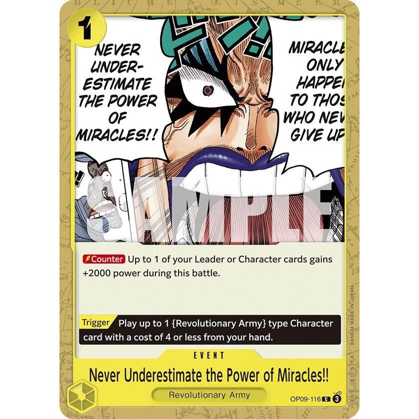 Image for Never Underestimate the Power of Miracles!! (OP09-116) (OP09) - One Piece Card Game