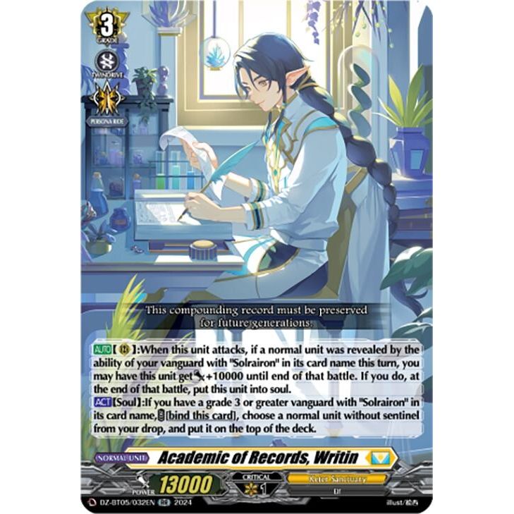 Image for Academic of Records, Writin (DZ-BT05/032EN) (DZ-BT05) - Cardfight Vanguard