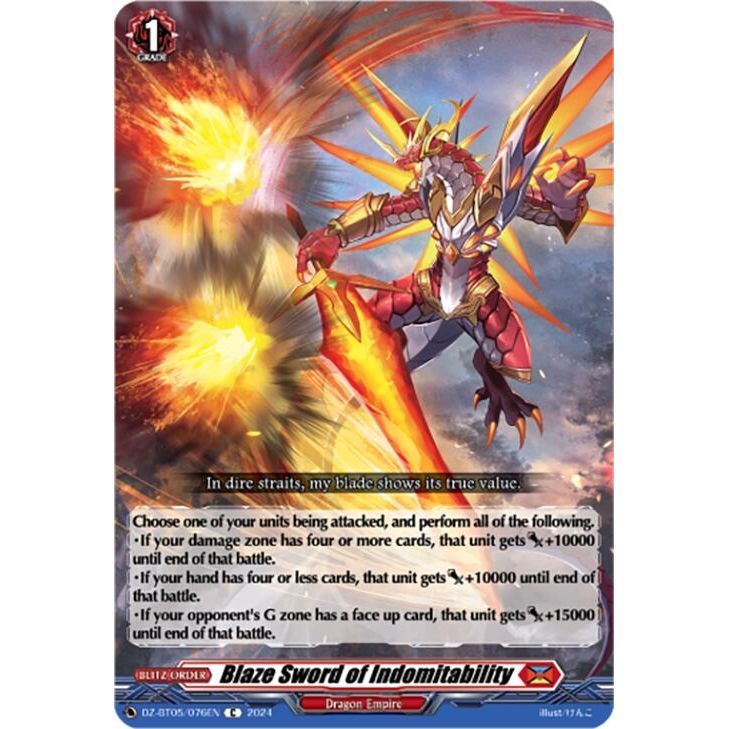 Image for Blaze Sword of Indomitability (DZ-BT05/076EN) (DZ-BT05) - Cardfight Vanguard