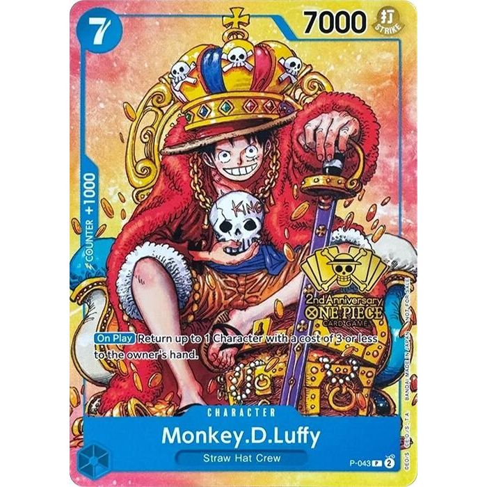 Image for Monkey.D.Luffy (2nd Anniversary Stamped Promo) (P-043) (OP-PR) - One Piece Card Game