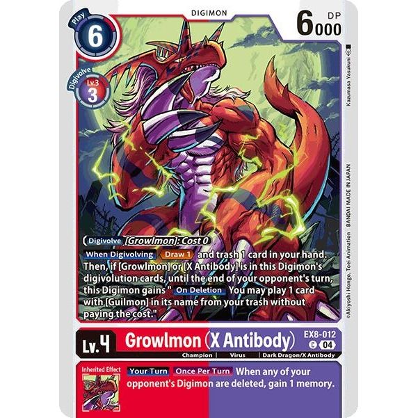Image for Growlmon (X Antibody) (EX8-012 C) - Digimon Card Game