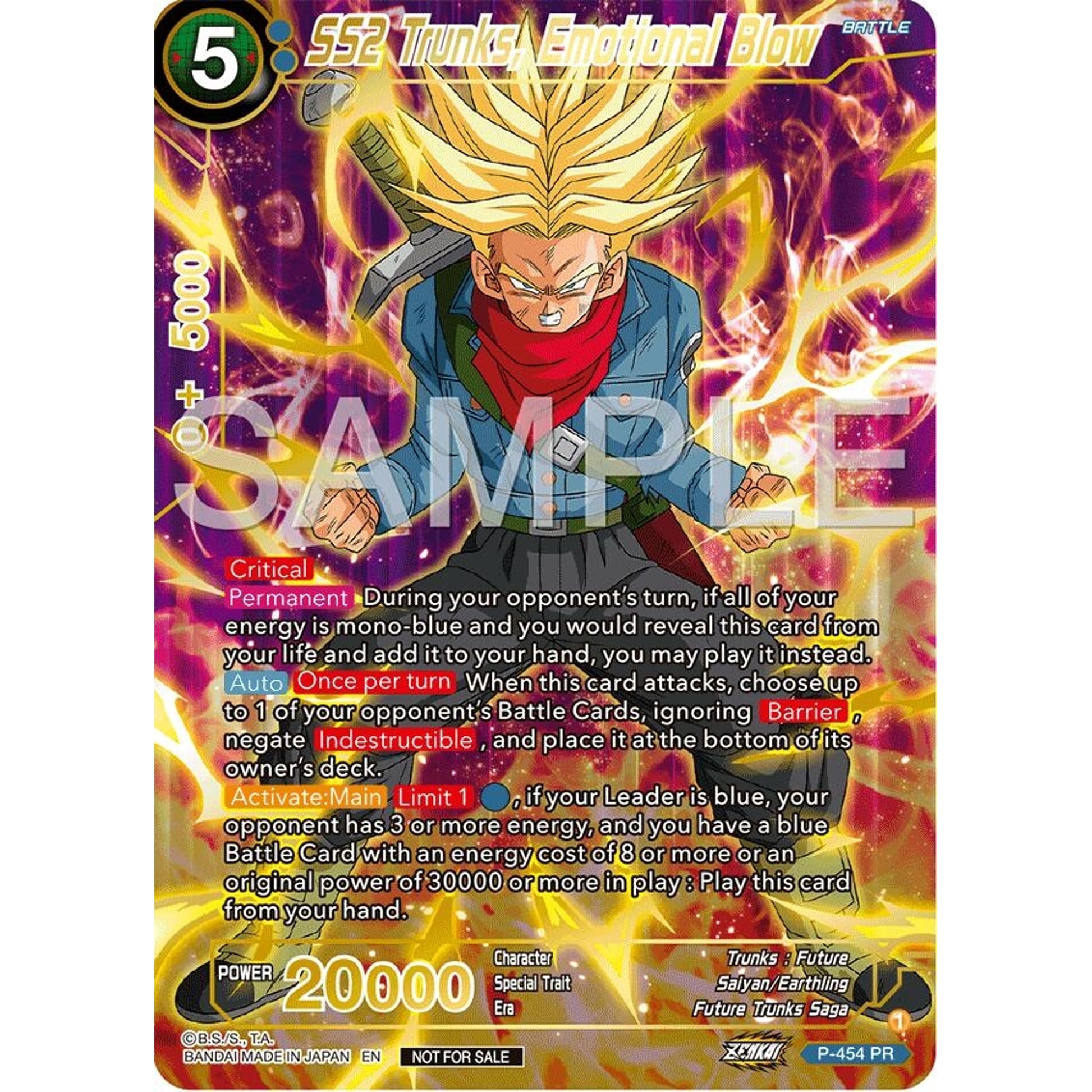 Image for SS2 Trunks, Emotional Blow (Championship 2024 Finals Pack) (Gold Stamped) (P-454) (TPR) - Dragon Ball Super: Masters