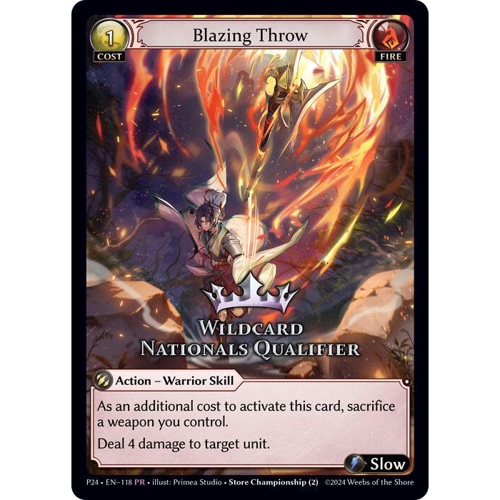 Image for Blazing Throw (Wildcard Nationals Qualifier) (118) (GSC) - Grand Archive TCG