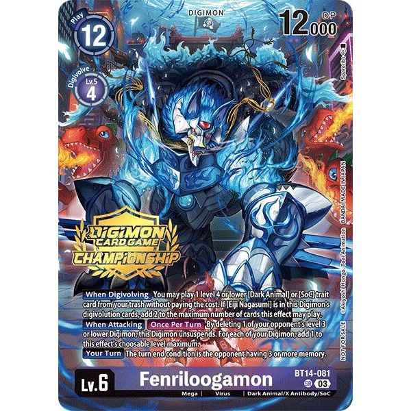 Image for Fenriloogamon (Championship 2024 Gold Stamp Card Set) (BT14-081 SR) (BT14) - Digimon Card Game