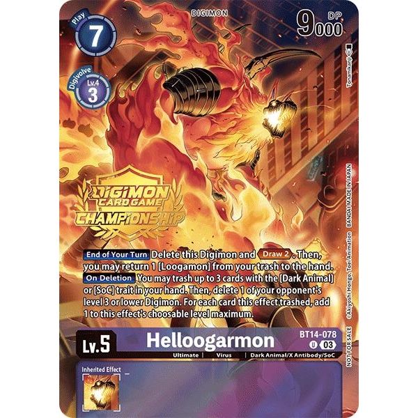 Image for Helloogarmon (Championship 2024 Tamers Pack) (BT14-078 U) (BT14) - Digimon Card Game