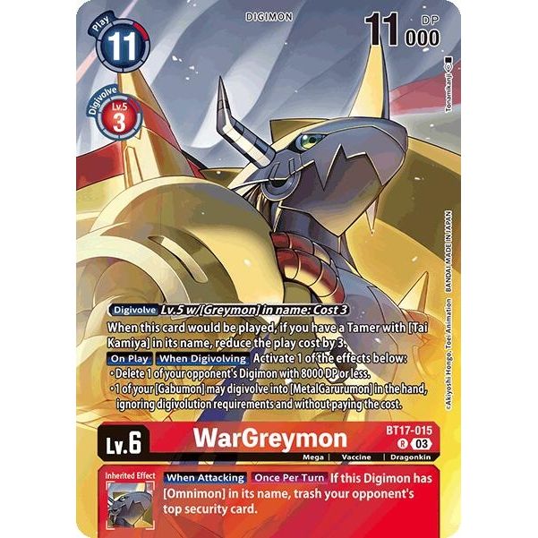 Image for WarGreymon (Omnimon Binder Set) (BT17-015 R) (BT17) - Digimon Card Game