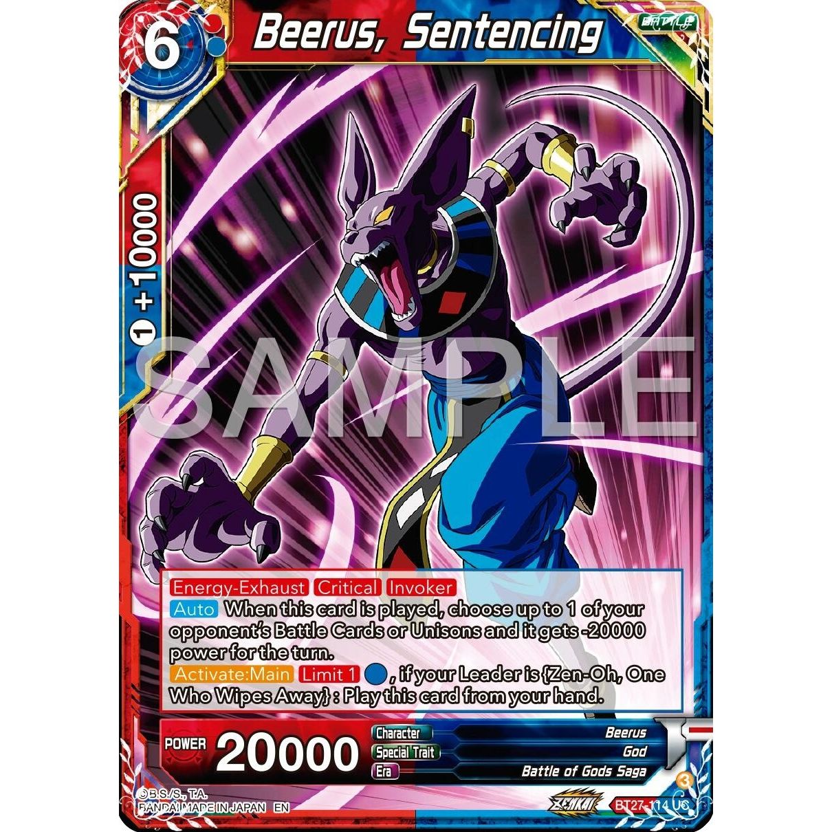 Image for Beerus, Sentencing (BT27-114) (BT27) - Dragon Ball Super: Masters