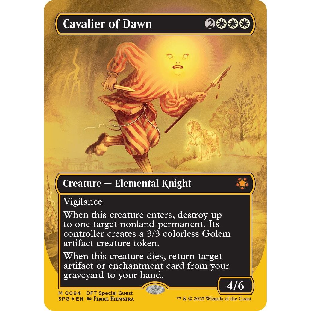 Image for Cavalier of Dawn (Borderless) (First-Place Foil) (94) (SPG) - Magic: The Gathering