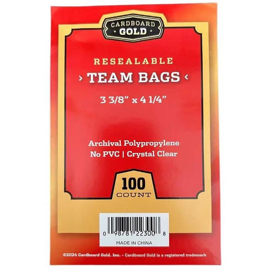 Image for Cardboard Gold Team Bags (100 Count) (Red Packaging) - Collectible Storage