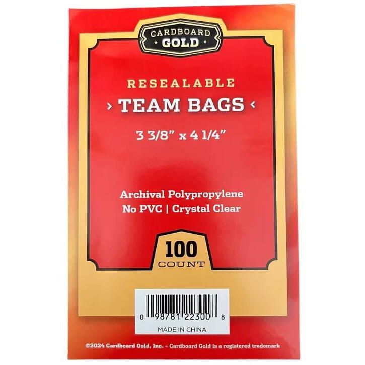Image for Cardboard Gold Team Bags (100 Count) (Red Packaging) - Collectible Storage