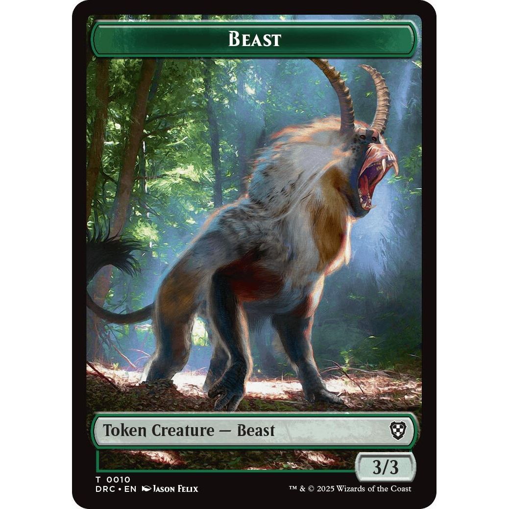 Image for Beast (0010) // Beast (0011) Double-Sided Token (10 // 11) (DRC) - Magic: The Gathering