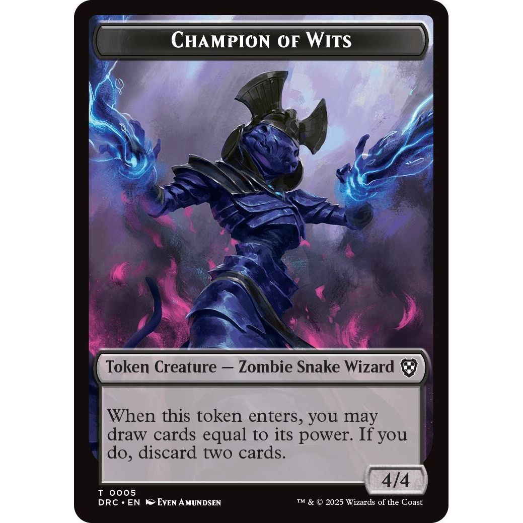 Image for Champion of Wits // Zombie (0003) Double-Sided Token (5 // 3) (DRC) - Magic: The Gathering