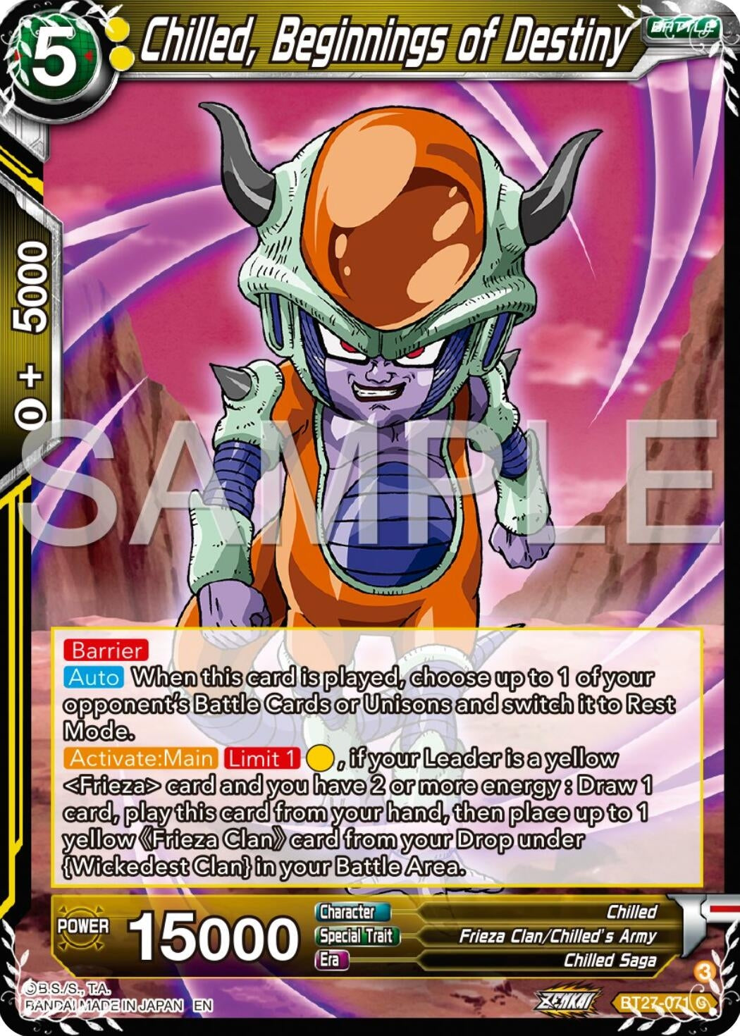 Image for Chilled, Beginnings of Destiny (BT27-071) (BT27) - Dragon Ball Super: Masters