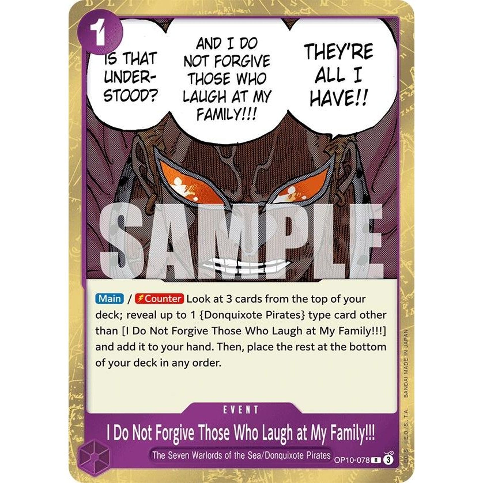 Image for I Do Not Forgive Those Who Laugh at My Family!!! (OP10-078) (OP10) - One Piece Card Game