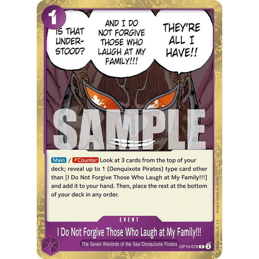 Image for I Do Not Forgive Those Who Laugh at My Family!!! (OP10-078) (OP10) - One Piece Card Game