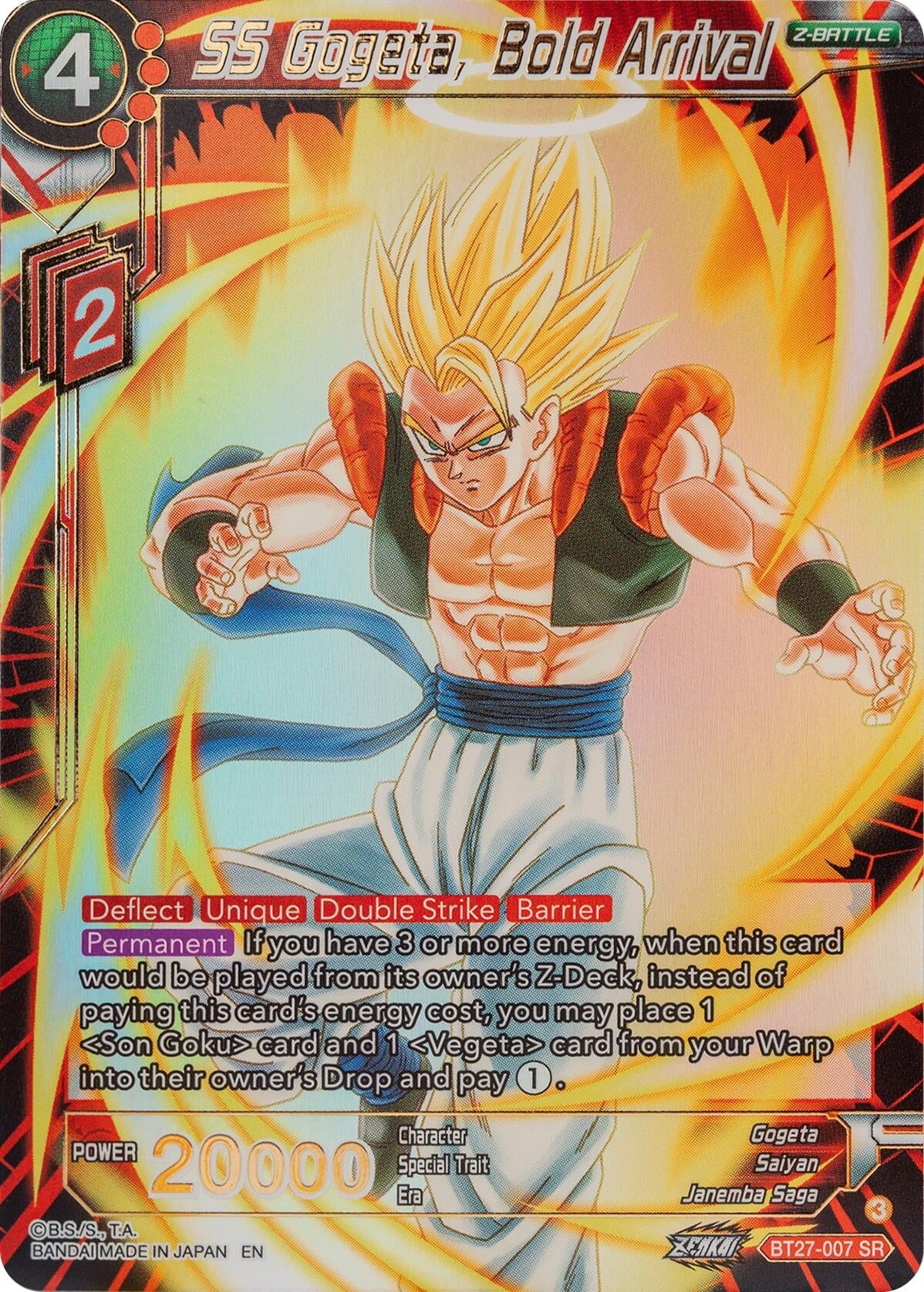 Image for SS Gogeta, Bold Arrival (BT27-007) (BT27) - Dragon Ball Super: Masters