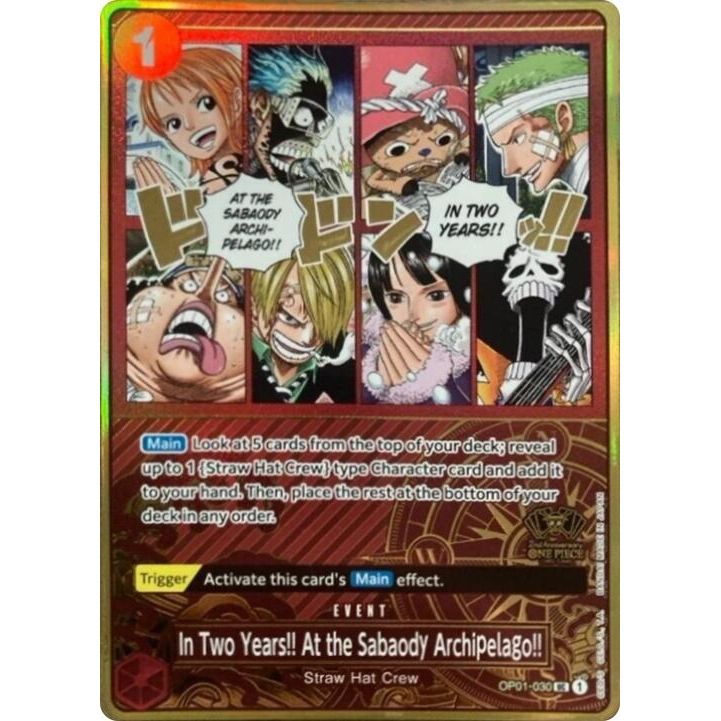 Image for In Two Years!! At the Sabaody Archipelago!! (One Piece Japanese Version 2nd Anniversary Set) (OP01-030) (OP-PR) - One Piece Card Game