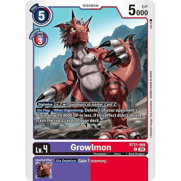 Image for Growlmon (BT21-068 C) (BT21) - Digimon Card Game