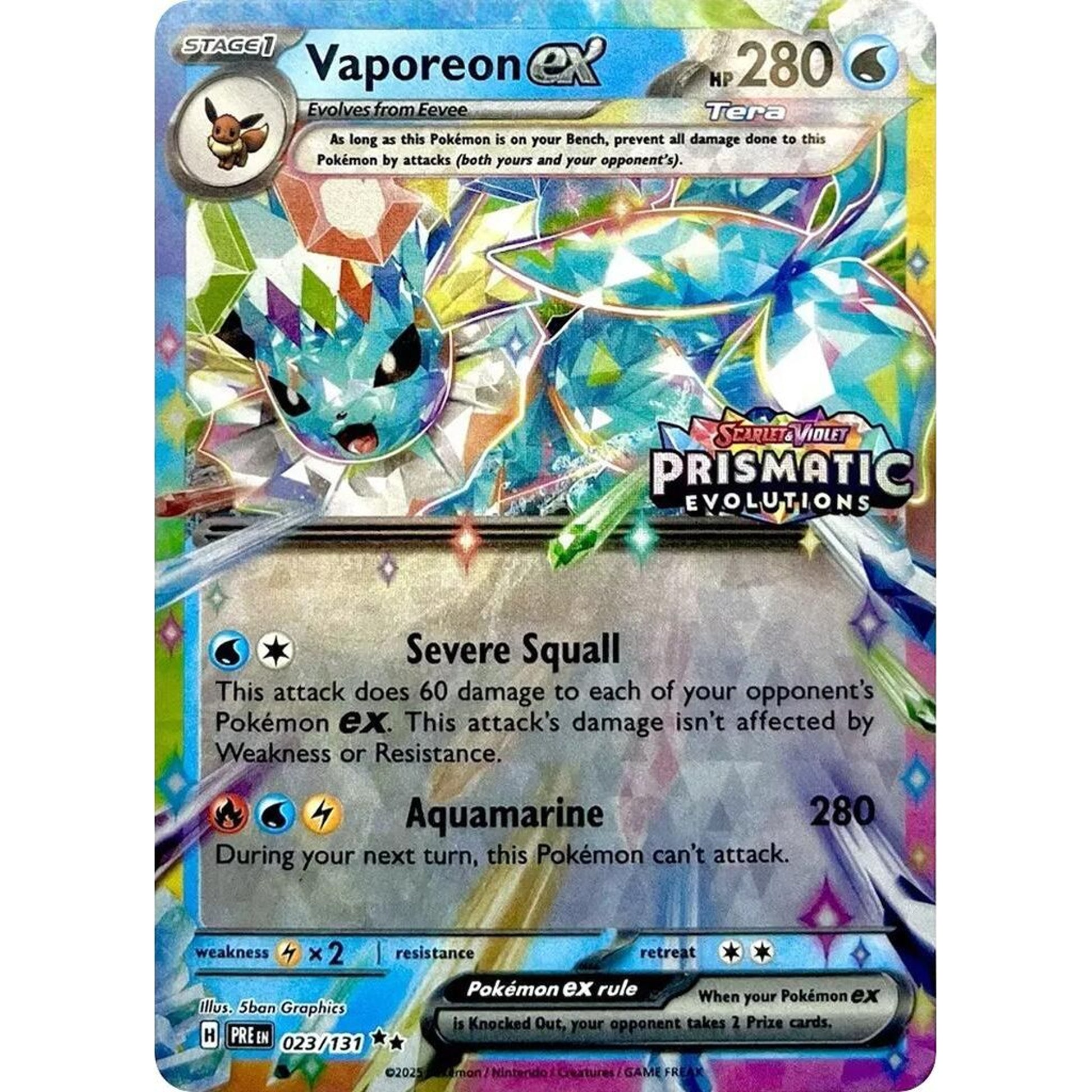 Image for Vaporeon ex - 023/131 (Prismatic Evolutions Stamp) (023/131) (MCAP) - Pokemon