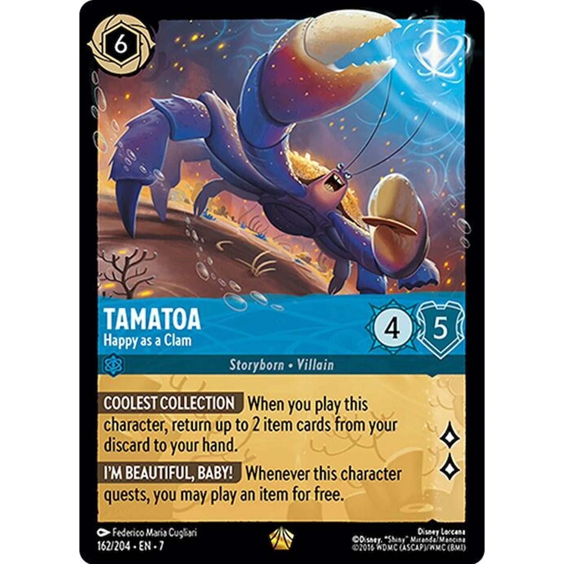 Image for Tamatoa - Happy as a Clam (162/204) (7) - Disney Lorcana