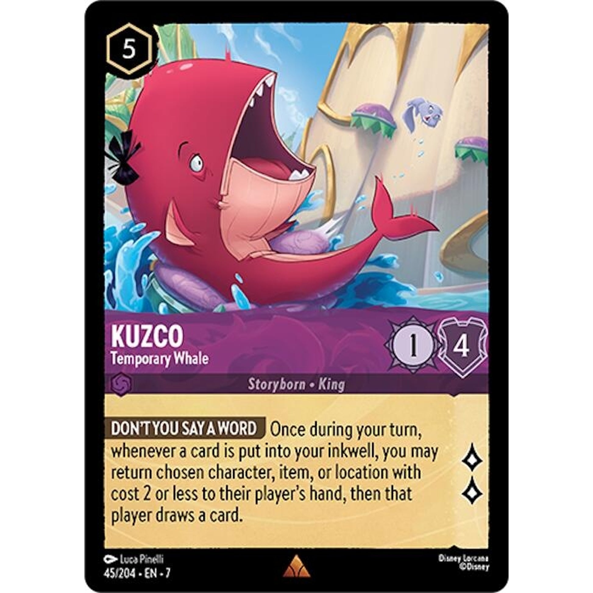 Image for Kuzco - Temporary Whale (45/204) (7) - Disney Lorcana