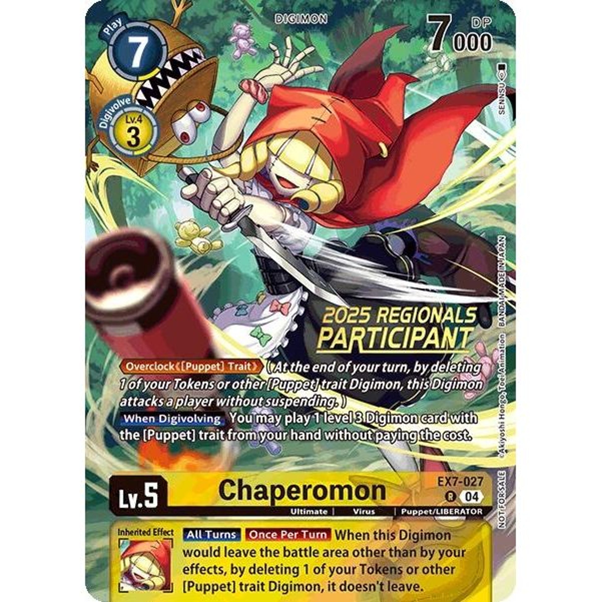 Image for Chaperomon (2025 Regionals Participant) (EX7-027 R) (EX07) - Digimon Card Game