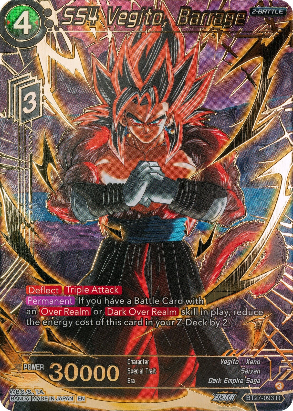 Image for SS4 Vegito, Barrage (Gold-Stamped) (BT27-093) (BT27) - Dragon Ball Super: Masters