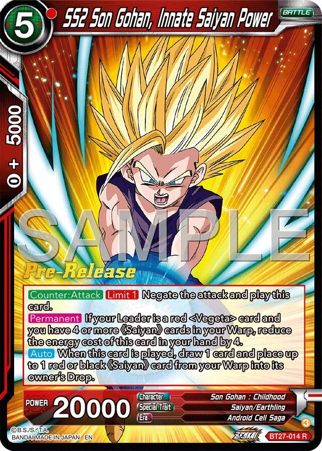 Image for SS2 Son Gohan, Innate Saiyan Power (BT27-014) (BT27_PR) - Dragon Ball Super: Masters