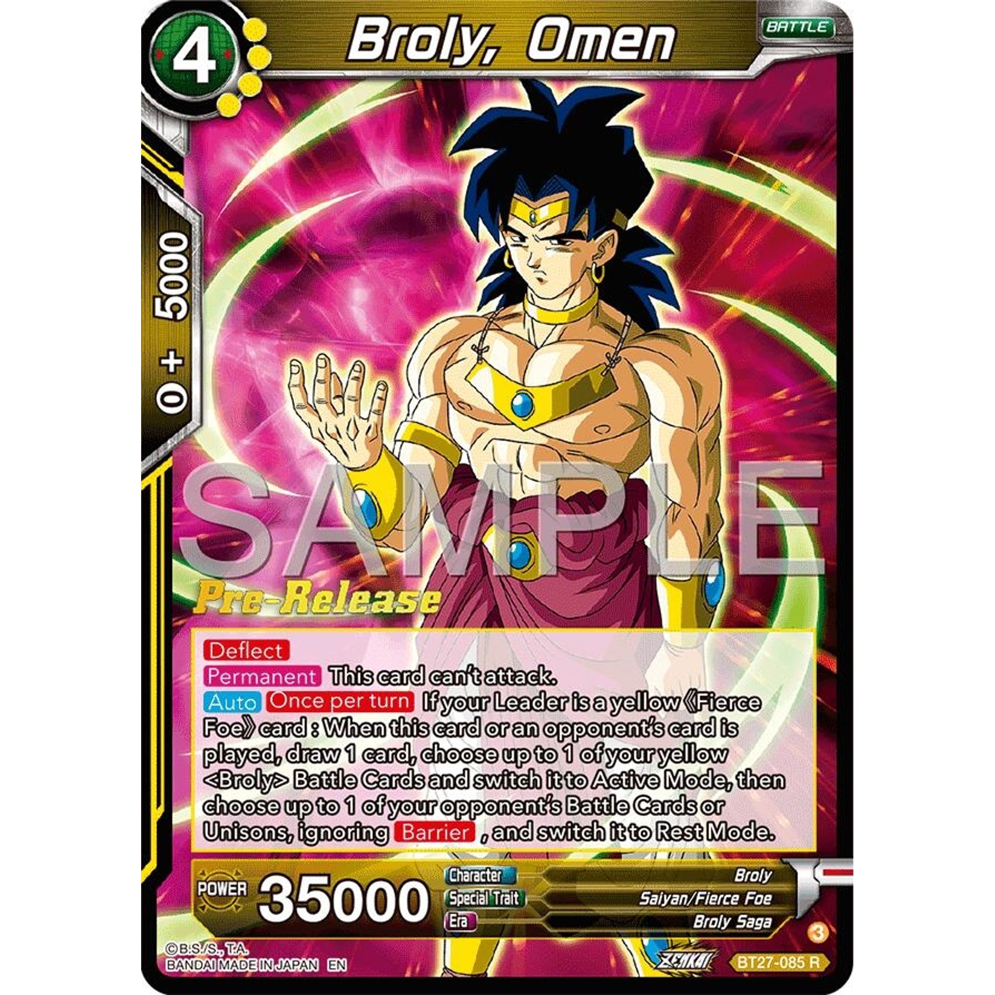 Image for Broly, Omen (BT27-085) (BT27_PR) - Dragon Ball Super: Masters