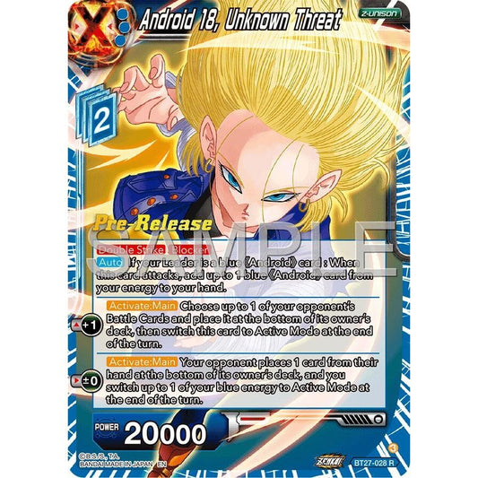 Image for Android 18, Unknown Threat (BT27-028) (BT27_PR) - Dragon Ball Super: Masters