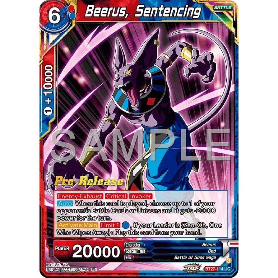 Image for Beerus, Sentencing (BT27-114) (BT27_PR) - Dragon Ball Super: Masters
