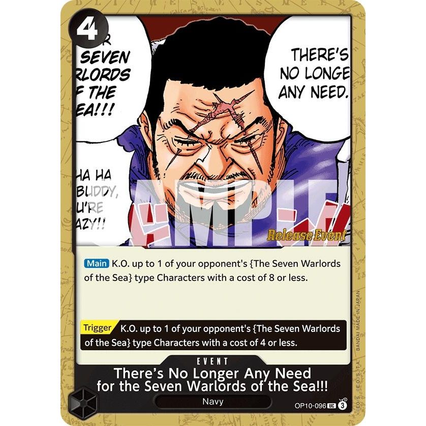 Image for There's No Longer Any Need for the Seven Warlords of the Sea!!! (OP10-096) (OP10 RE) - One Piece Card Game