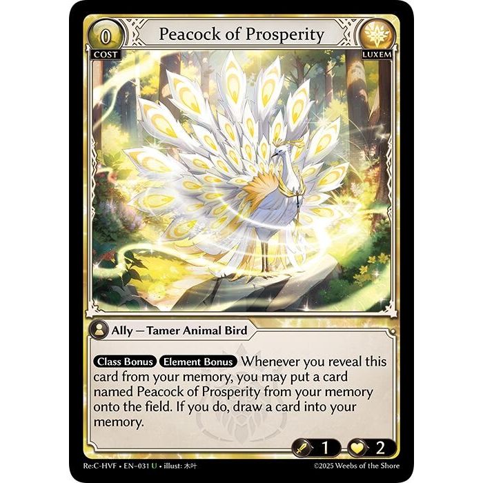Image for Peacock of Prosperity (031) (HVNFV) - Grand Archive TCG