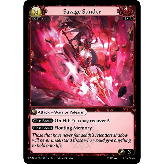 Image for Savage Sunder (192) (HVN) - Grand Archive TCG