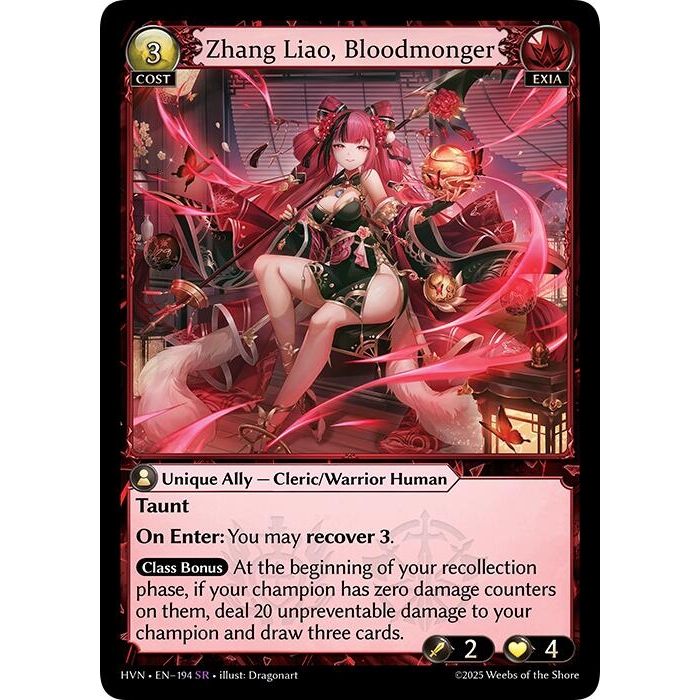 Image for Zhang Liao, Bloodmonger (194) (HVN) - Grand Archive TCG