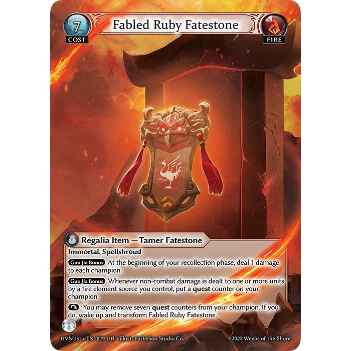 Image for Fabled Ruby Fatestone // Suzaku, Vermillion Phoenix (019) (HVN) - Grand Archive TCG
