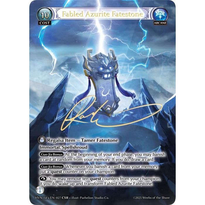 Image for Fabled Azurite Fatestone // Seiryuu, Azure Dragon (CSR) (027) (HVN) - Grand Archive TCG