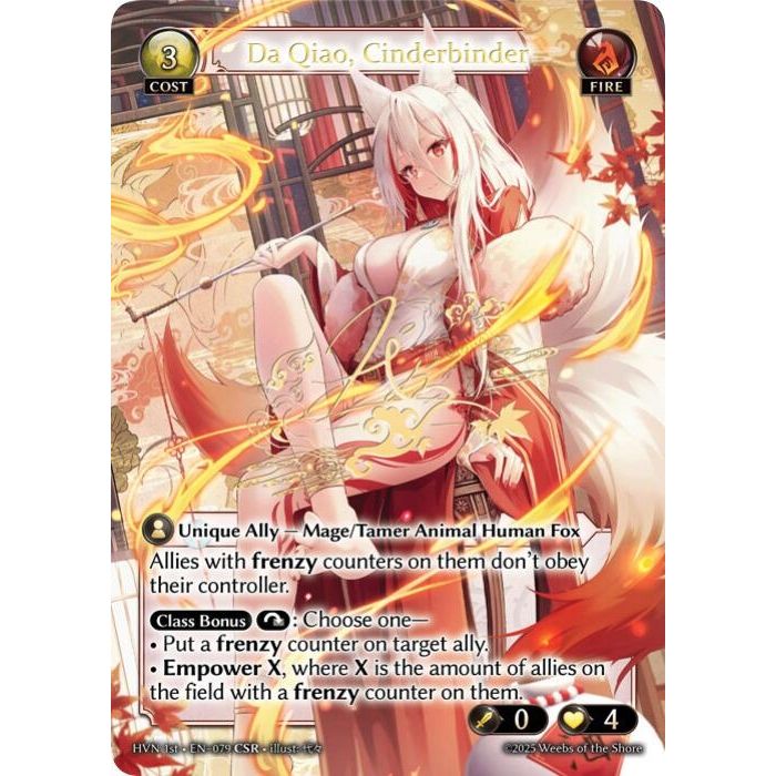 Image for Da Qiao, Cinderbinder (CSR) (079) (HVN) - Grand Archive TCG