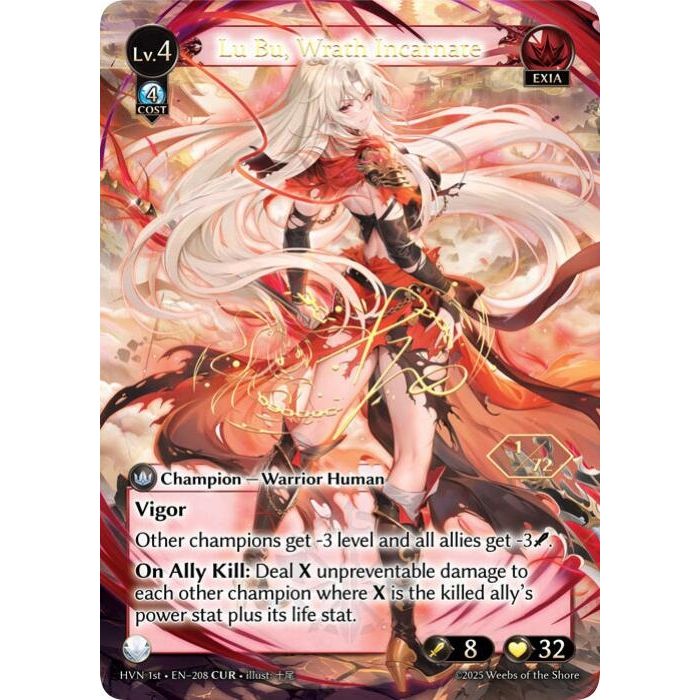 Image for Lu Bu, Wrath Incarnate (CUR) (208) (HVN) - Grand Archive TCG